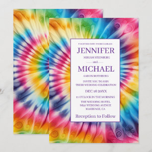 Convites de Casamento Psicanodélicos Tie Dye