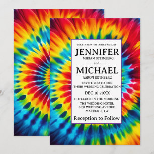 Convites de Casamento Psicanodélicos Tie Dye