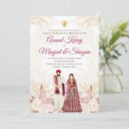 convites de casamento Punjabi & cartões Anand Kara