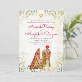 convites de casamento Punjabi & convites Anand Kar