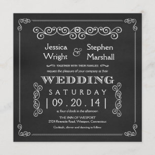 Convites de Casamento Quadrados Chalkboard Fancy