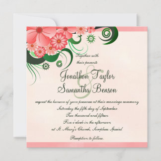 Convites de casamento Quadrados de 5,25", Rosa Flo