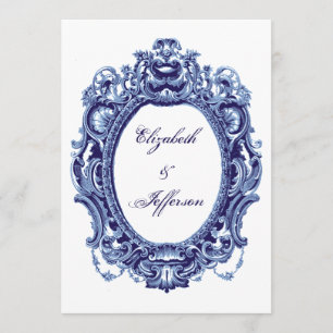 Convites de Casamento Quadro Vintage Azul