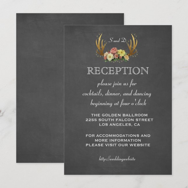 Convites de Casamento | RECEÇÃO com Antílope Flora (Frente/Verso)