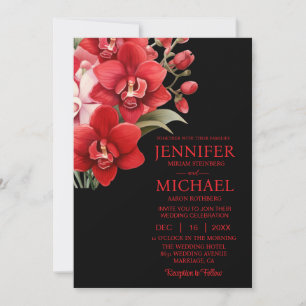 Convites de Casamento Red Orchids All In One