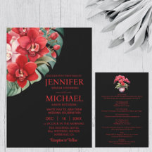 Convites de Casamento Red Orchids All In One