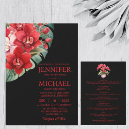 Convites de Casamento Red Orchids All In One