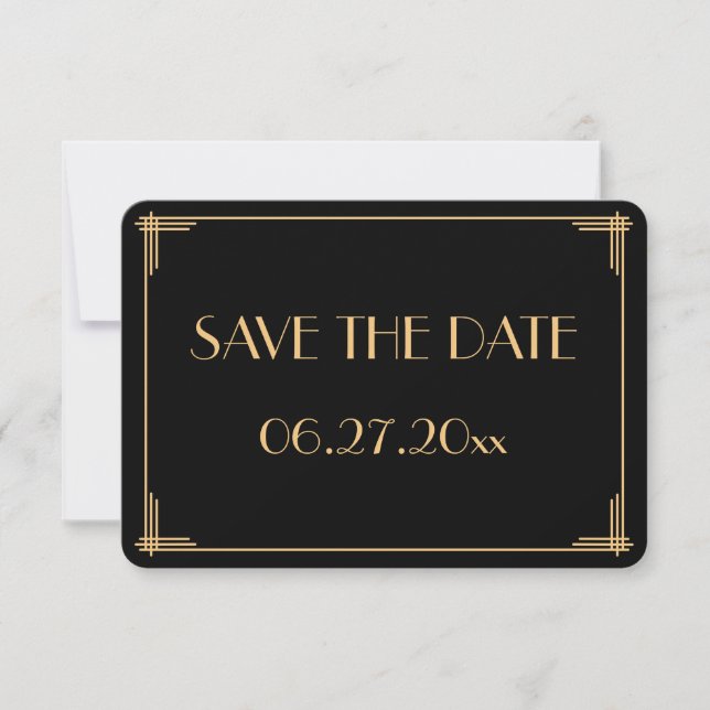 Convites de casamento redondos em estilo Art Deco  (Frente)