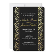 Convites de Casamento Respiro de Bebê Preto e Dour