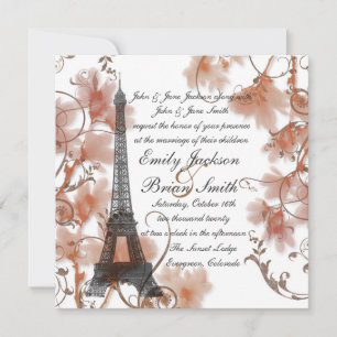 Convites de casamento românticos da Torre Eiffel