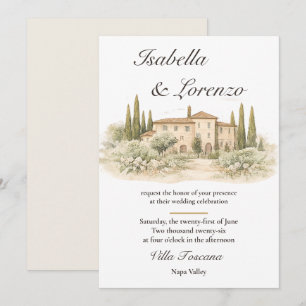 Convites de Casamento Rômanticos de Villa Toscana 