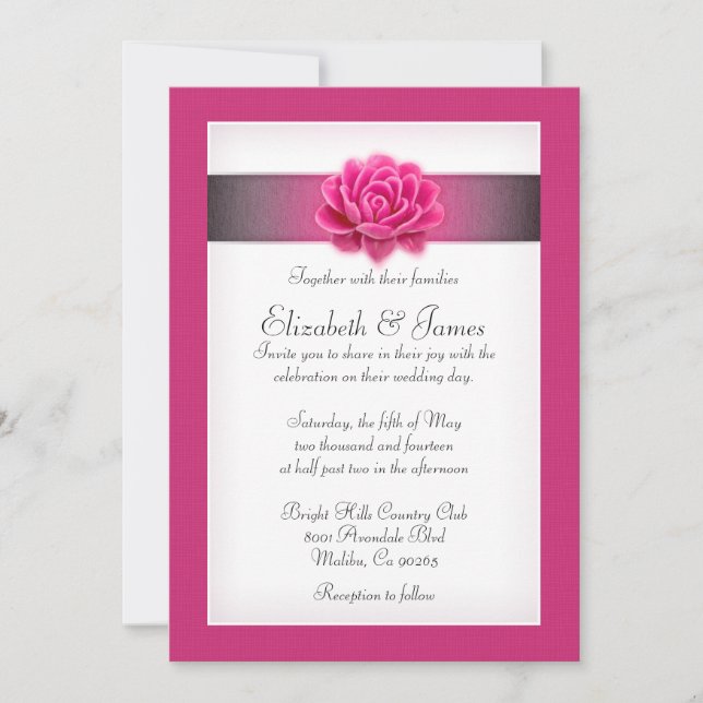 Convites de Casamento Rosa (Frente)
