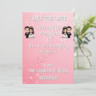 Convites de Casamento Rosa com Sparkles Diamond