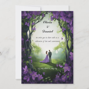 Convites de Casamento Rosa Roxo: Elegância Floral