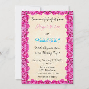 Convites de Casamento Rosas Pink Lindas