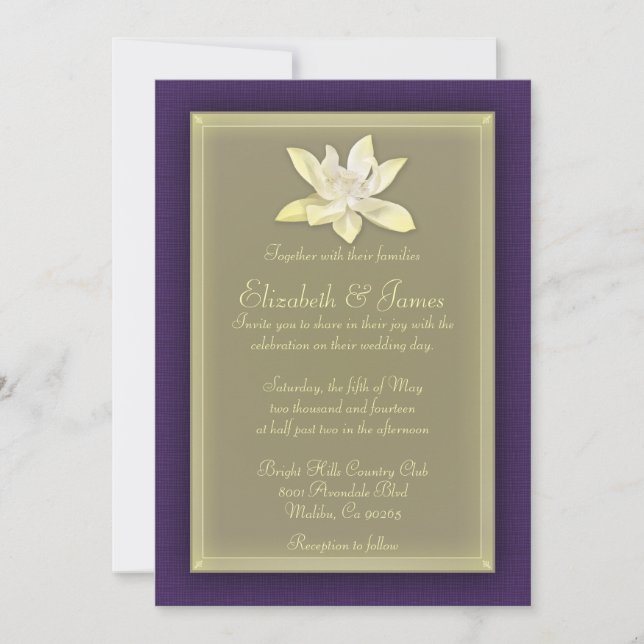 Convites De Casamento Roxo E Dourado (Frente)
