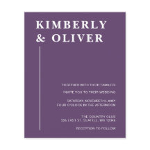 Convites de Casamento Roxos Modernos Econômicos