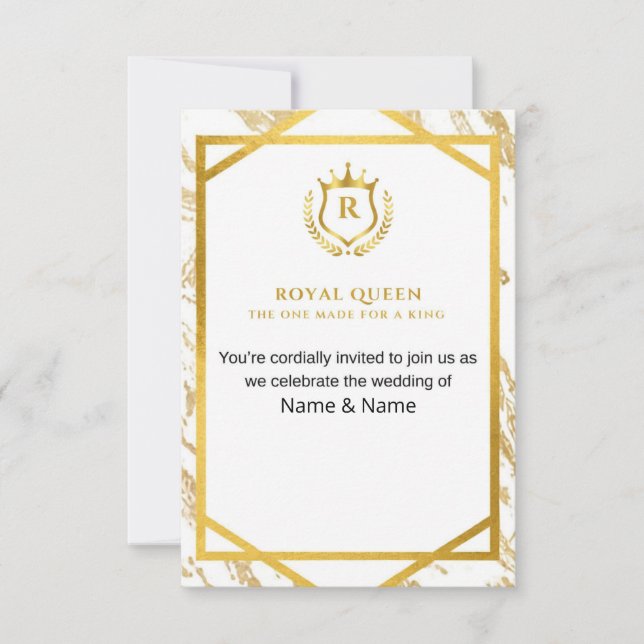 Convites de Casamento Royal Queen Made for A King (Frente)