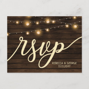 Convites de casamento Rustic Barn Wood rsvp Cartão