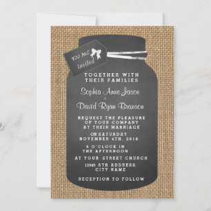 Convites de Casamento Rustic Mason Jar Burlap