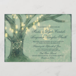 Convites de casamento Rustic Oak Tree Mason Jar Li