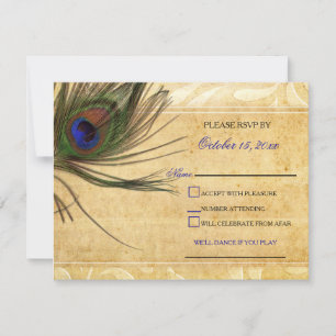 Convites de casamento Rustic Peacock Feather rsvp