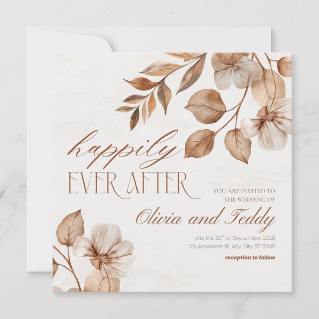 Convites de Casamento Rustic Romance (Frente)