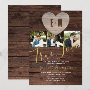 Convites de Casamento Rústicos com Colagem de Foto