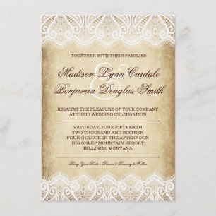 Convites de casamento rústicos do laço do papel