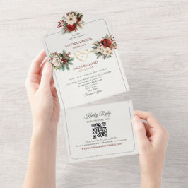Convites de Casamento Rusticos Pinheiro Verde Verm