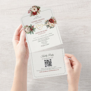Convites de Casamento Rusticos Pinheiro Verde Verm