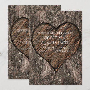Convites de Casamento Rústicos Tronco de Árvore Ta