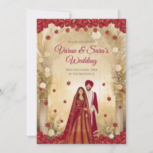 Convites de casamento Sikh cartões de casamento Pu