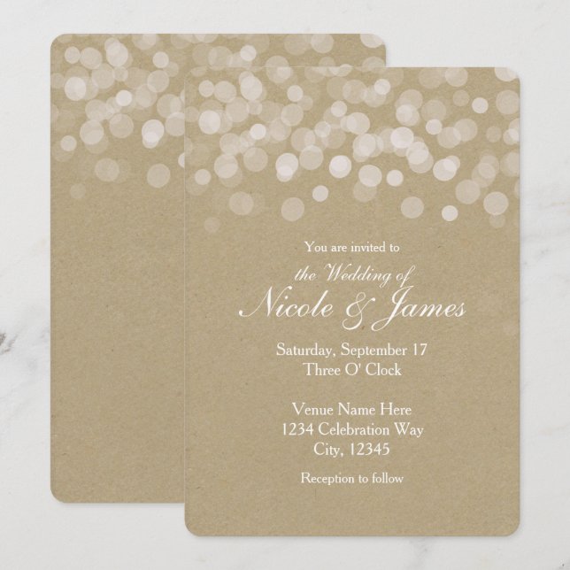 Convites de Casamento Simples Rústicos em Papel Pa (Frente/Verso)