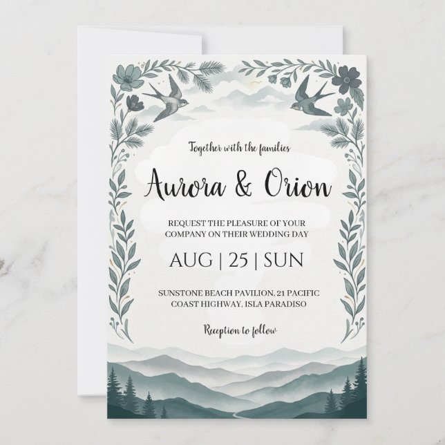 convites de casamento smoky mountain (Frente)