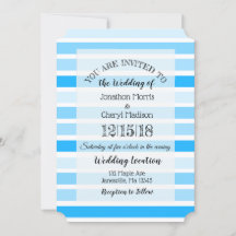 Convites de Casamento Striped Azul