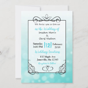 Convites de Casamento Teal Bolhas com Letra Preta