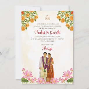 Convites de casamento Telugu & convites de casamen