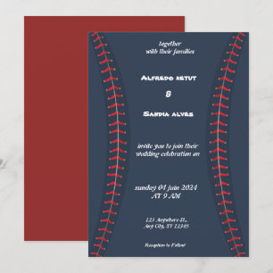Convites de casamento tema beisebol amor esportes