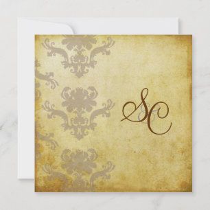 CONVITES DE CASAMENTO TEMA DAMASCO DE VINTAGEM
