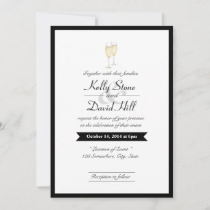 Convites de Casamento Toast Champagne com Borda Pr