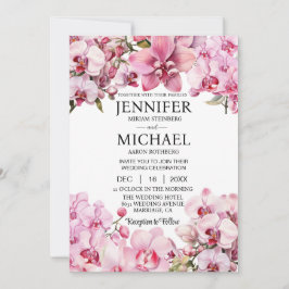 Convites de Casamento Todas em Uma Orquídeas Rosa