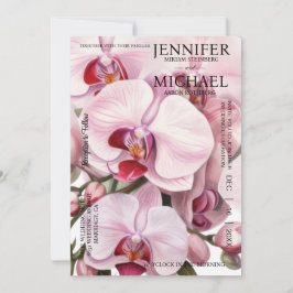 Convites de Casamento Todas em Uma Orquídeas Rosa