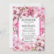 Convites de Casamento Todos em Um Orquídeas Rosa