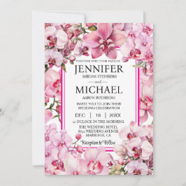 Convites de Casamento Todos em Um Orquídeas Rosa