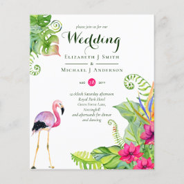 Convites de casamento Tropicais Flamingo Fuchsia G