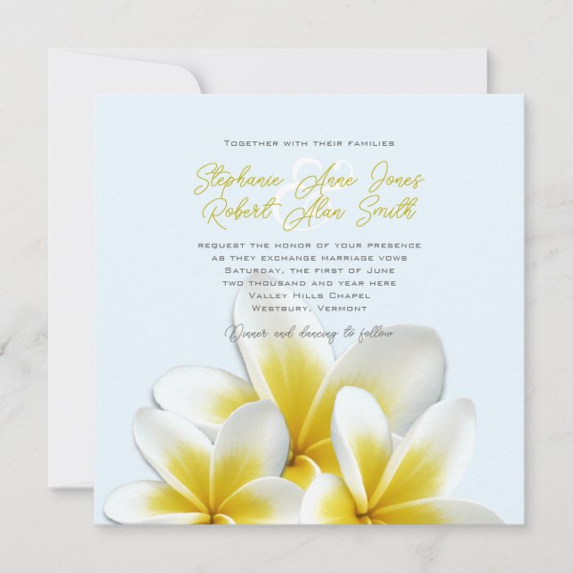Convites de Casamento Tropicais Plumeria Frangipan (Frente)