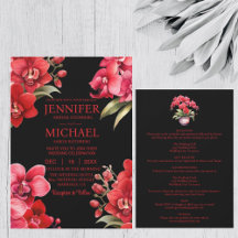 Convites de Casamento Tudo em Um com Orquídeas Ver