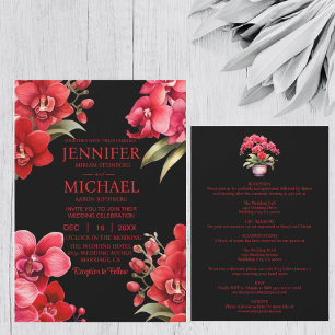 Convites de Casamento Tudo em Um com Orquídeas Ver