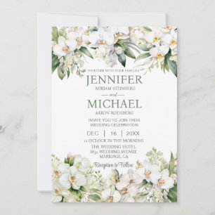 Convites de Casamento Tudo em Um Orquídeas Brancas